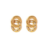 Twisted Chain Small Clear Zircon stud earrings - Rudaki