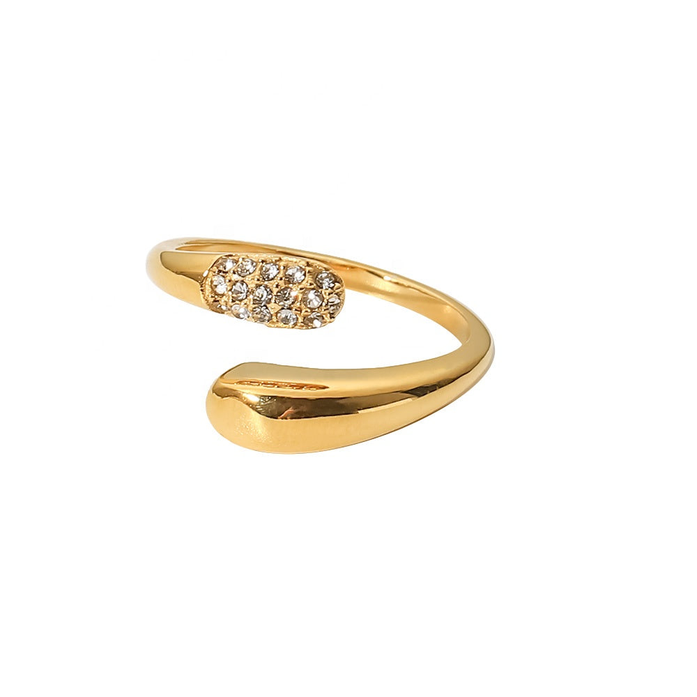 New Arrival 18k Gold Plated Snake Shape Opening Micro Cz Diamond Opening Ring For Woman - Rudaki